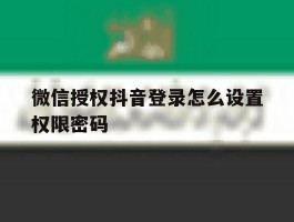 微信授权抖音登录怎么设置权限密码