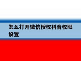 怎么打开微信授权抖音权限设置
