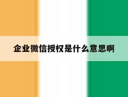 企业微信授权是什么意思啊