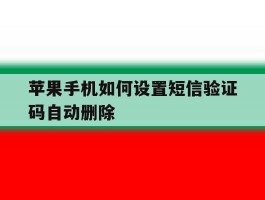 苹果手机如何设置短信验证码自动删除