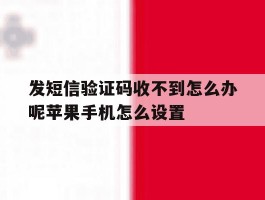 发短信验证码收不到怎么办呢苹果手机怎么设置的简单介绍