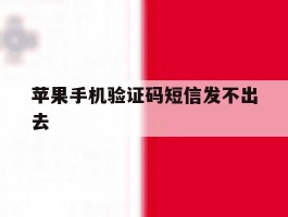 苹果手机验证码短信发不出去