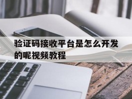 验证码接收平台是怎么开发的呢视频教程