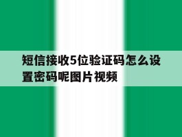短信接收5位验证码怎么设置密码呢图片视频