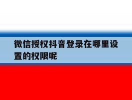 微信授权抖音登录在哪里设置的权限呢