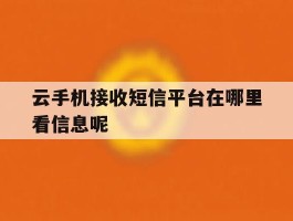 云手机接收短信平台在哪里看信息呢