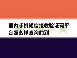 国内手机短信接收验证码平台怎么样查询的到