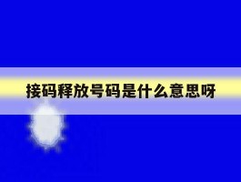 接码释放号码是什么意思呀