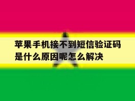 苹果手机接不到短信验证码是什么原因呢怎么解决的简单介绍