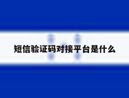 短信验证码对接平台是什么
