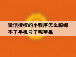 包含微信授权的小程序怎么解绑不了手机号了呢苹果的词条