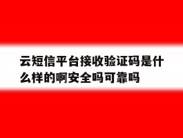 云短信平台接收验证码是什么样的啊安全吗可靠吗的简单介绍