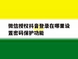 微信授权抖音登录在哪里设置密码保护功能