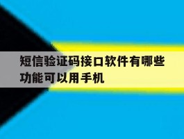 短信验证码接口软件有哪些功能可以用手机