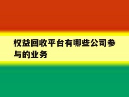 权益回收平台有哪些公司参与的业务