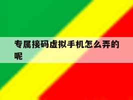 专属接码虚拟手机怎么弄的呢