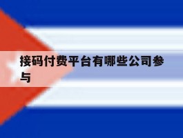 接码付费平台有哪些公司参与