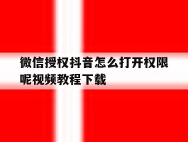 微信授权抖音怎么打开权限呢视频教程下载的简单介绍