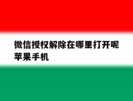 微信授权解除在哪里打开呢苹果手机