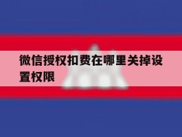 微信授权扣费在哪里关掉设置权限