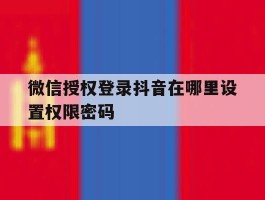 微信授权登录抖音在哪里设置权限密码