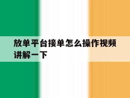 放单平台接单怎么操作视频讲解一下