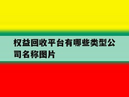 关于权益回收平台有哪些类型公司名称图片的信息
