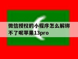 关于微信授权的小程序怎么解绑不了呢苹果13pro的信息