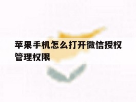 苹果手机怎么打开微信授权管理权限