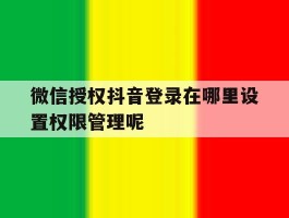 微信授权抖音登录在哪里设置权限管理呢