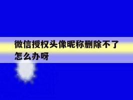 微信授权头像昵称删除不了怎么办呀