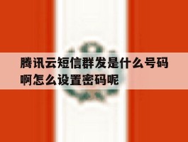 腾讯云短信群发是什么号码啊怎么设置密码呢的简单介绍