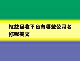 权益回收平台有哪些公司名称呢英文