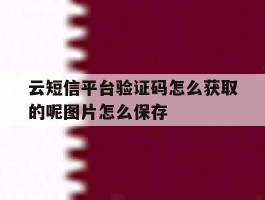 云短信平台验证码怎么获取的呢图片怎么保存