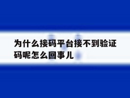 为什么接码平台接不到验证码呢怎么回事儿的简单介绍