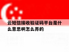 云短信接收验证码平台是什么意思啊怎么弄的