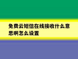 免费云短信在线接收什么意思啊怎么设置