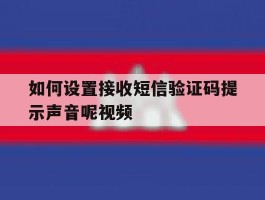 如何设置接收短信验证码提示声音呢视频