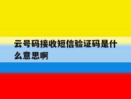 云号码接收短信验证码是什么意思啊