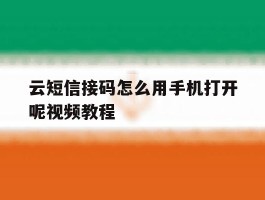云短信接码怎么用手机打开呢视频教程
