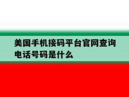 美国手机接码平台官网查询电话号码是什么
