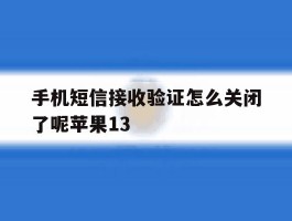 包含手机短信接收验证怎么关闭了呢苹果13的词条