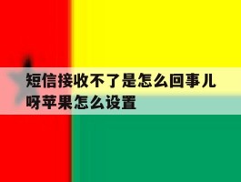 关于短信接收不了是怎么回事儿呀苹果怎么设置的信息