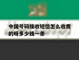 中国号码接收短信怎么收费的呀多少钱一条的简单介绍
