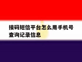 接码短信平台怎么用手机号查询记录信息