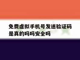 免费虚拟手机号发送验证码是真的吗吗安全吗的简单介绍