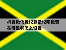 抖音微信授权登录权限设置在哪里啊怎么设置