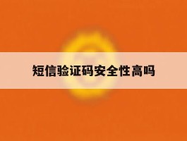 短信验证码安全性高吗