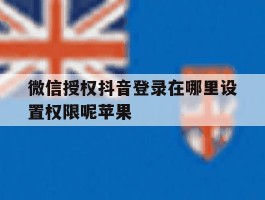 微信授权抖音登录在哪里设置权限呢苹果