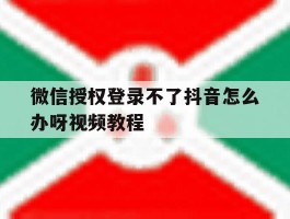 微信授权登录不了抖音怎么办呀视频教程
